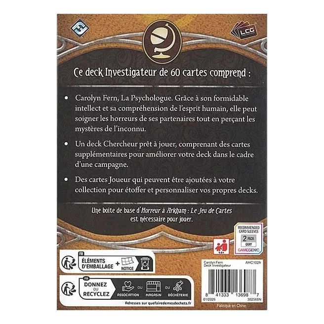 Horreur à Arkham: Le Jeu de Cartes - Carolyn Fern (Deck Investigateur)