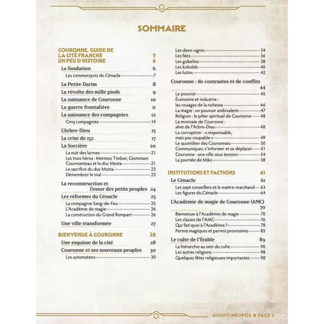 Chroniques Oubliées Fantasy 2e édition - Couronne, Guide de la Cité Franche