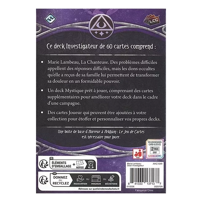 Horreur à Arkham: Le Jeu de Cartes - Marie Lambeau (Deck Investigateur)
