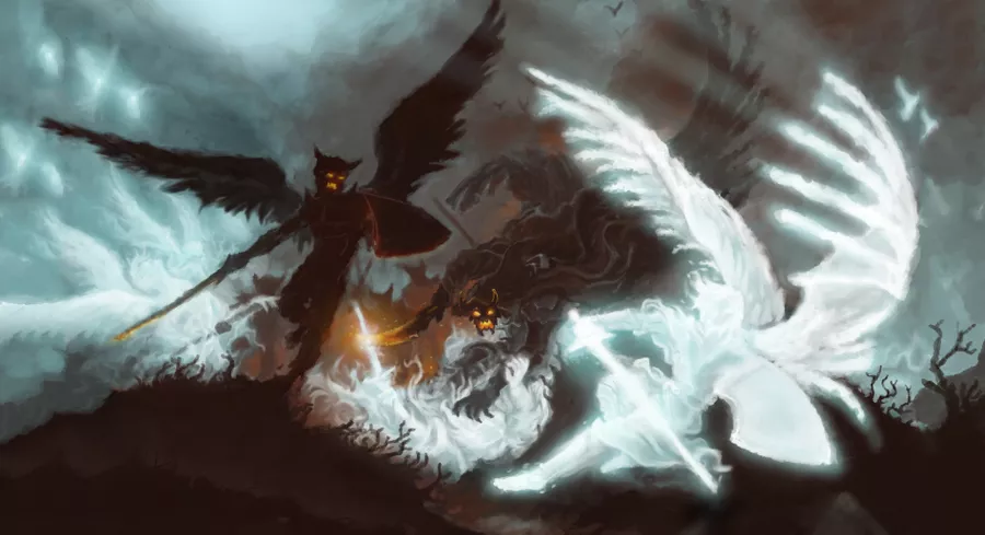 Bataille d'anges contre des démons