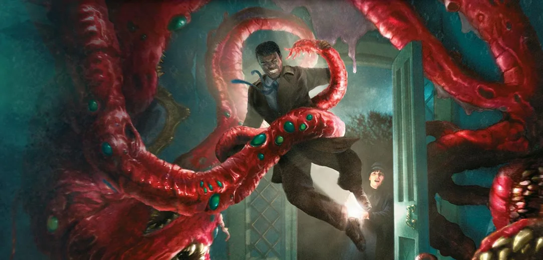 Homme attaqué par des tentacules