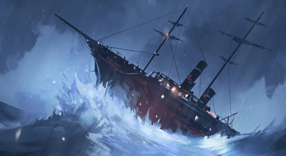 Bateau en pleine tempête