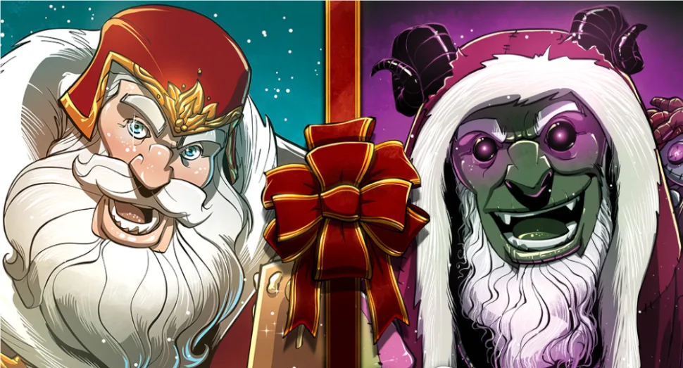 Père Noel vs Krampus pour le jeu de société Dice Throne