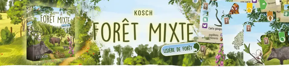 Bannière de l'extension Lisière de Forêt pour le jeu de société Forêt Mixte