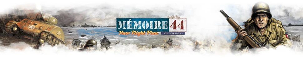 Bannière de l'extension New Flight Plan pour le jeu de société Mémoire 44 de Days of Wonders
