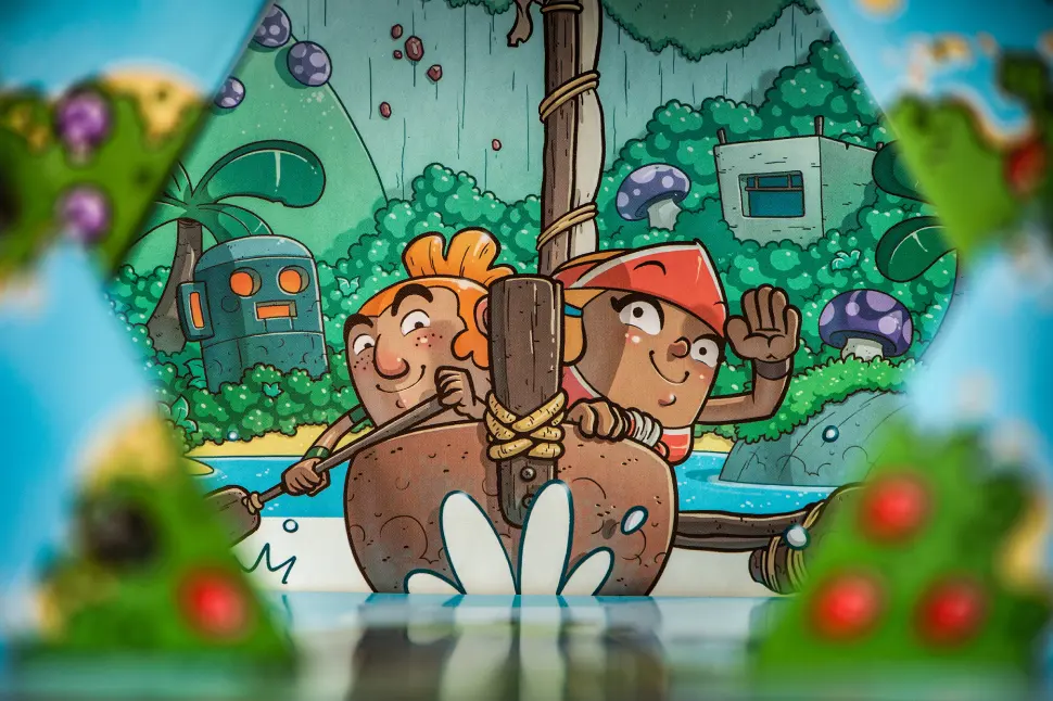 Aventuriers dans un canoë du jeu Myriades