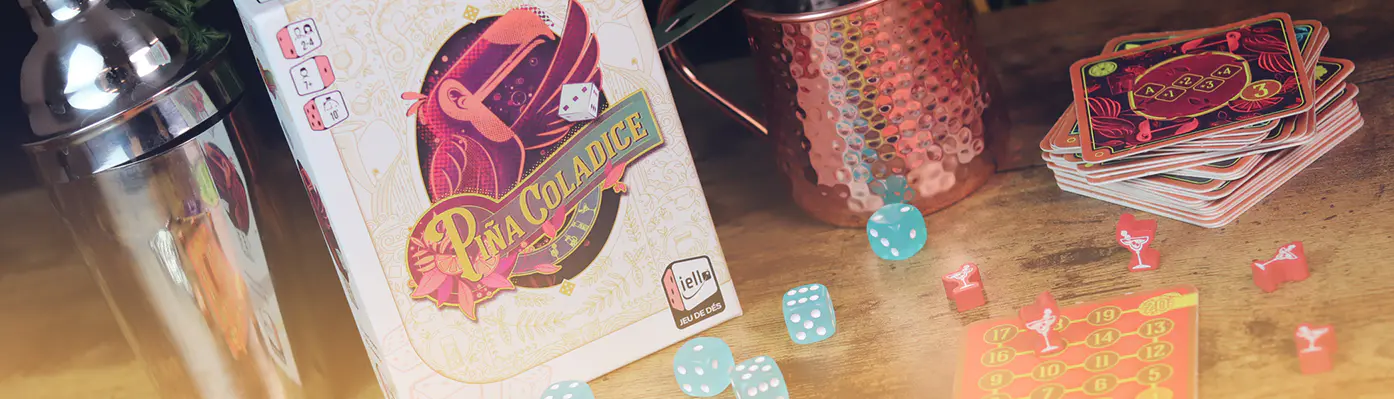 Jeu Pina Coladice installé sur une table en bois