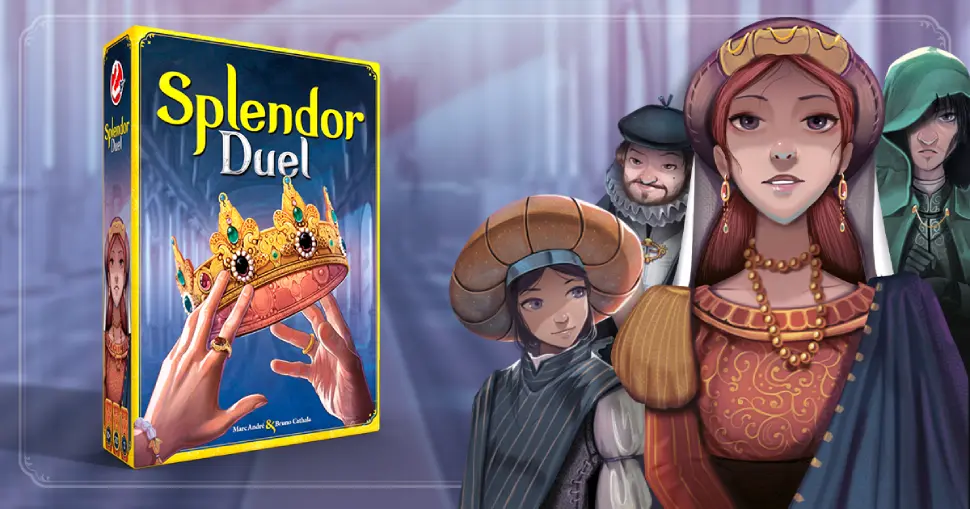 Bannière de Splendor Duel avec la boîte de jeu