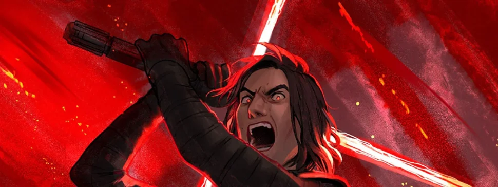 Personnage Kylo Ren attaquant avec son sabre laser
