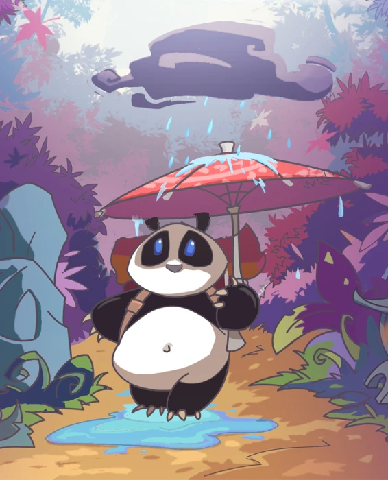 panda du jeu takenoko avec un parapluie